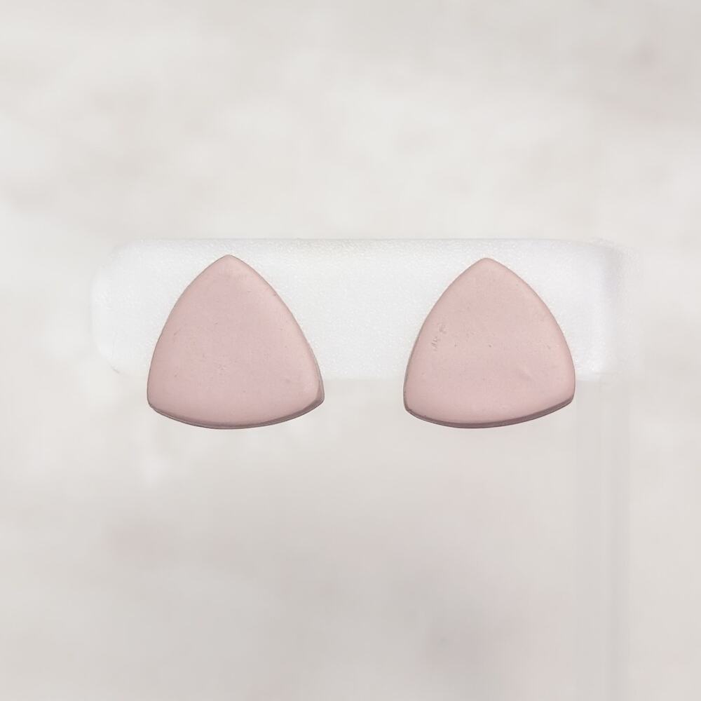 Vintage Clip On Earrings Dusky Mauve Tone Rounded Triangle 7/8"
